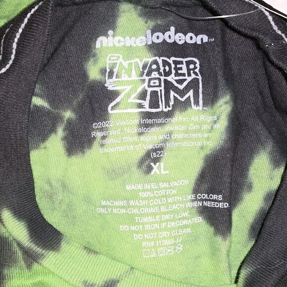 Invader Zim GIR Pig Tie-Dye Crop T-Shirt Sz L Black And Green - Picture 8 of 8